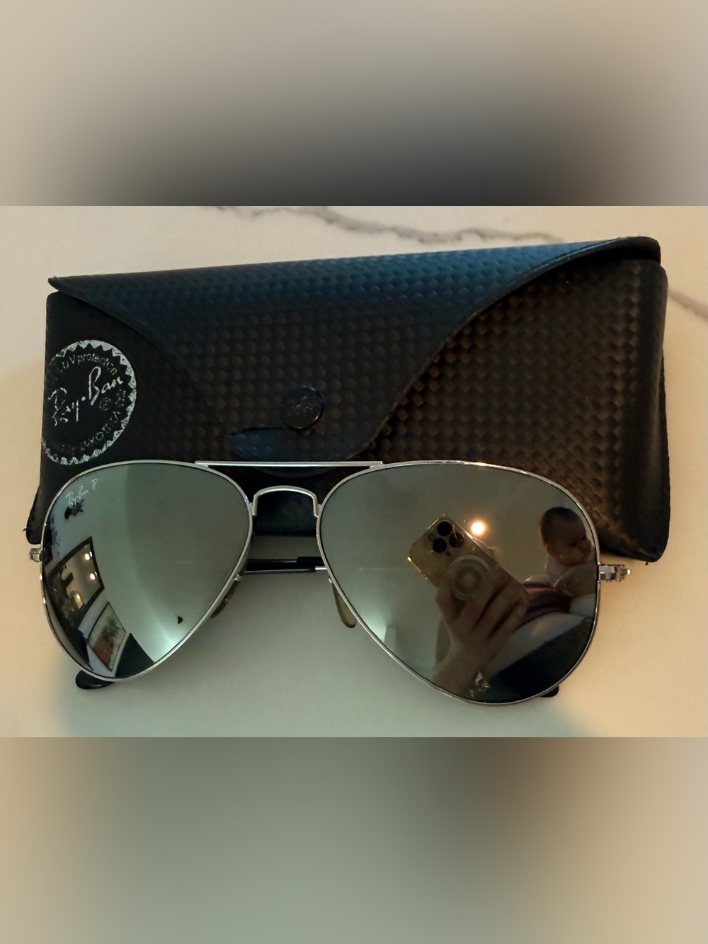 Ray-Ban Silver Aviator Sunglasses with Mirrored Lenses